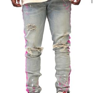 NWT KDNK MENS PAINT STRIPED JEANS PAINT SPLATTER SIZE 32